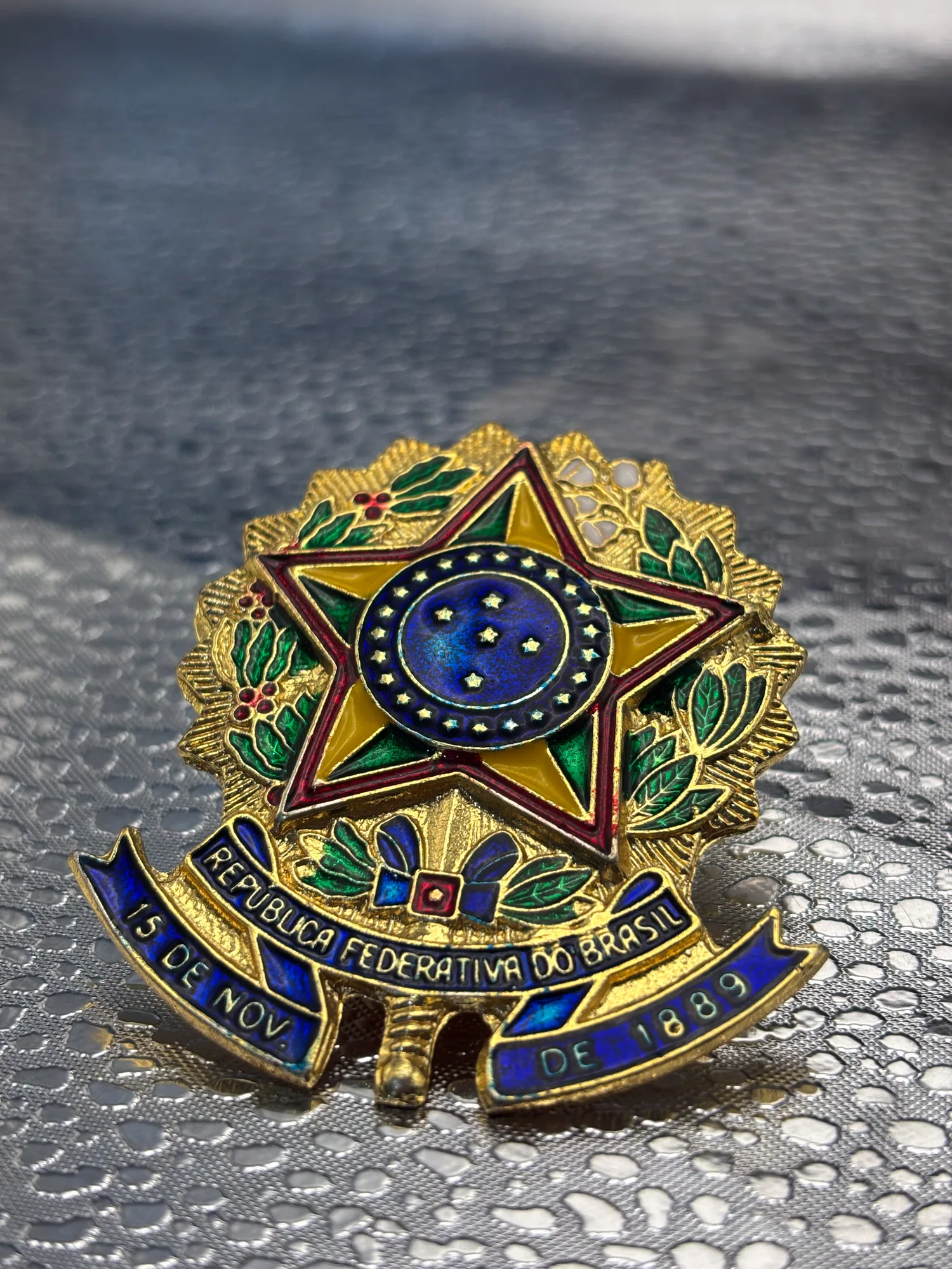 Emblema institucional em relevo